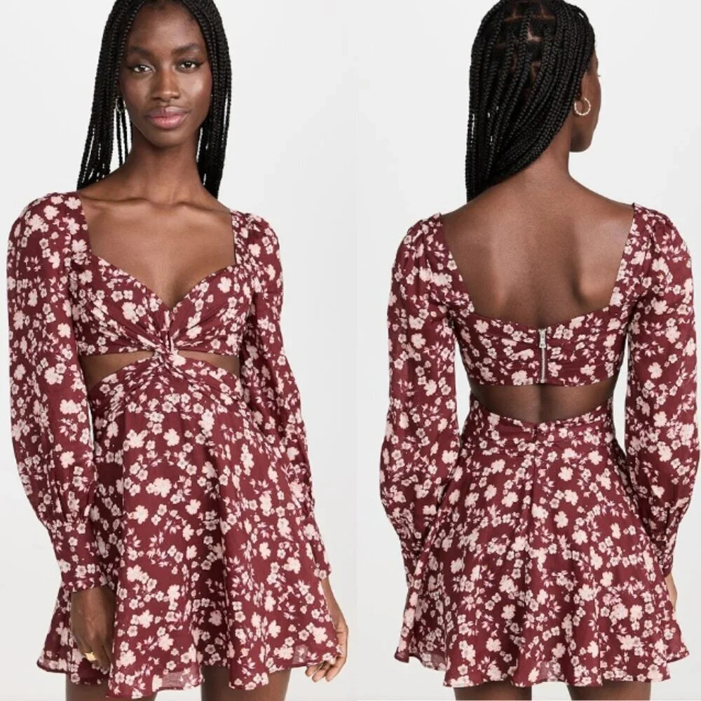New! Bardot Logan cutout twist front Floral Mini Dress 26033